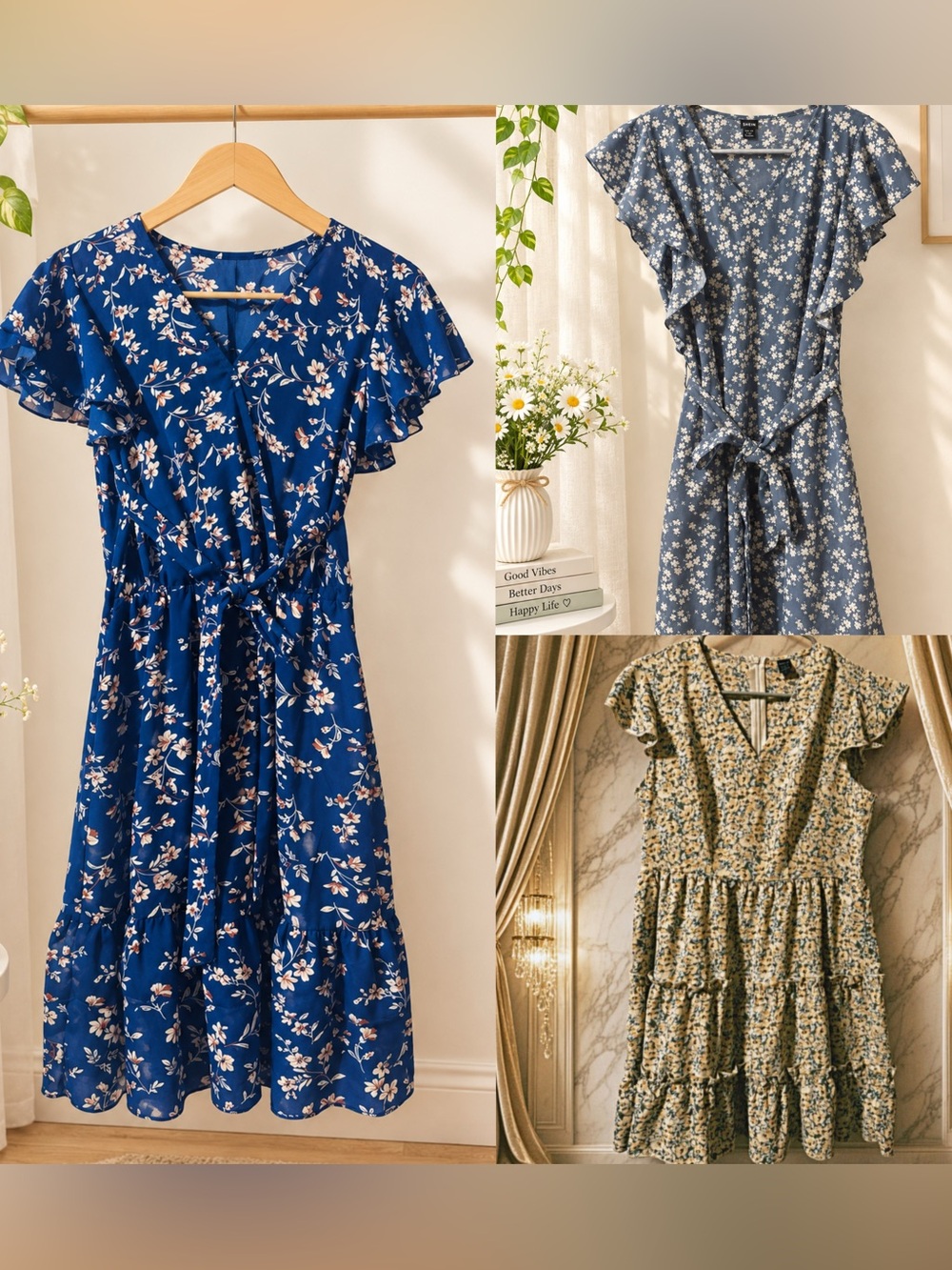 LIKE NEW All Size 4 (S) CUTE SHEIN Floral Midi Dress (Set of 3)
